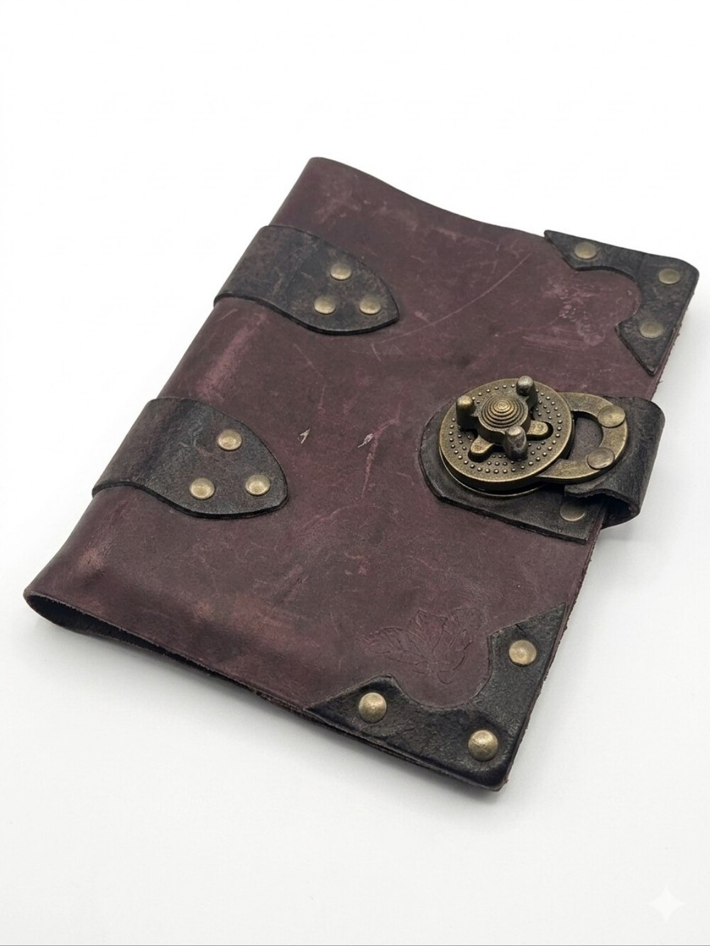 Vintage Medieval Leather Journal Cover 5.5x7.5 Refillable Steampunk Gothic Embos